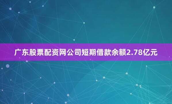 广东股票配资网公司短期借款余额2.78亿元